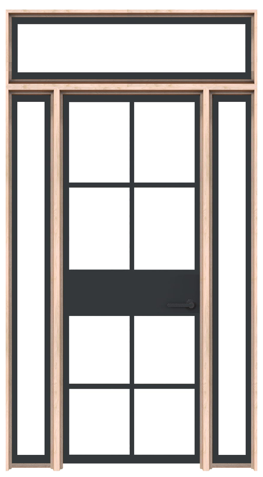 Atrium With Sidelights And Transom Window - Rustica Custom Doors